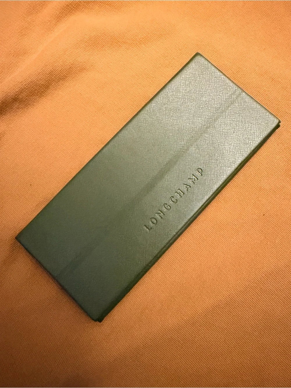 Longchamp Green eye glass case  with Embossed b Logo
